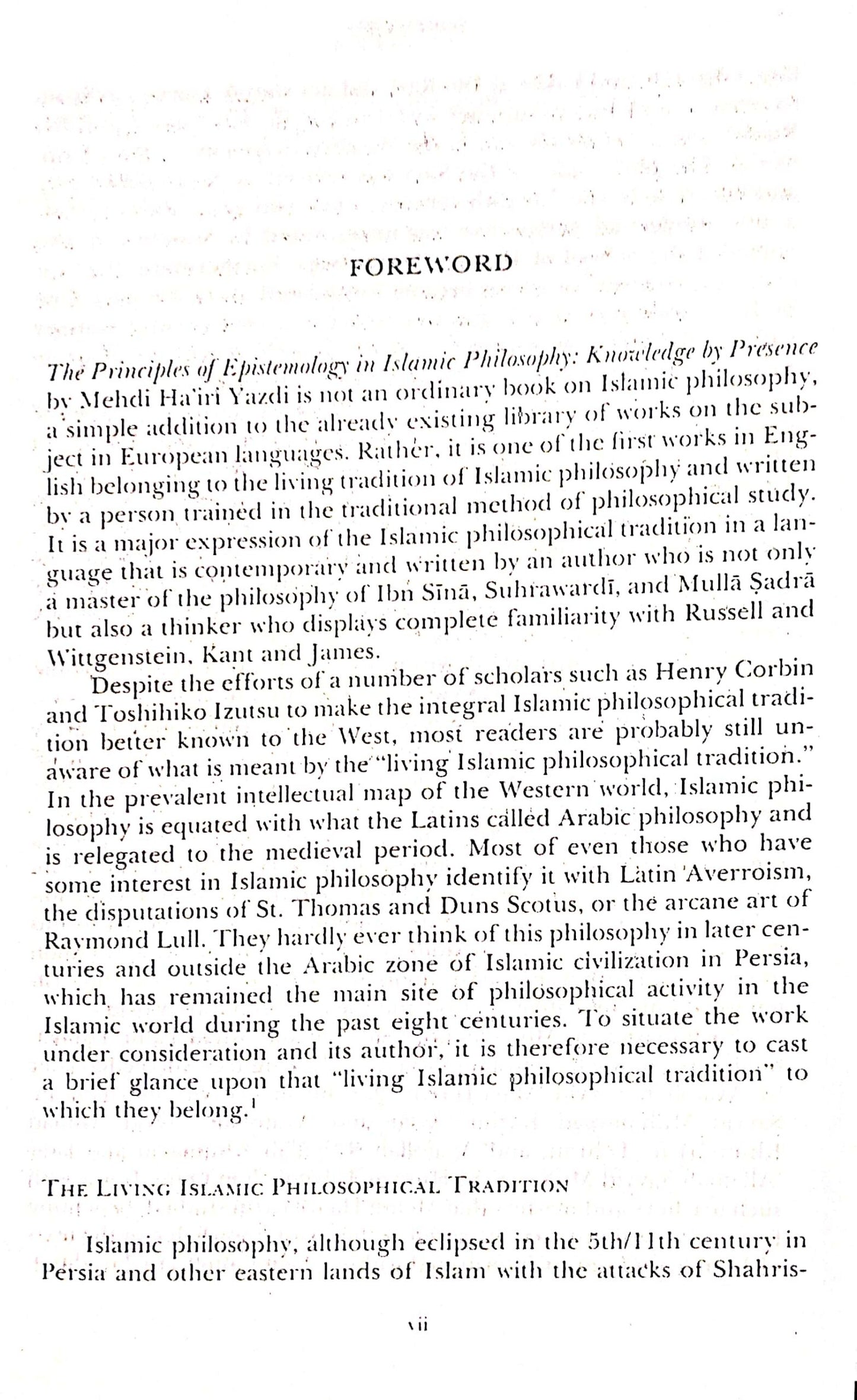 The Principles of Epistemology in Islamic Philosophy