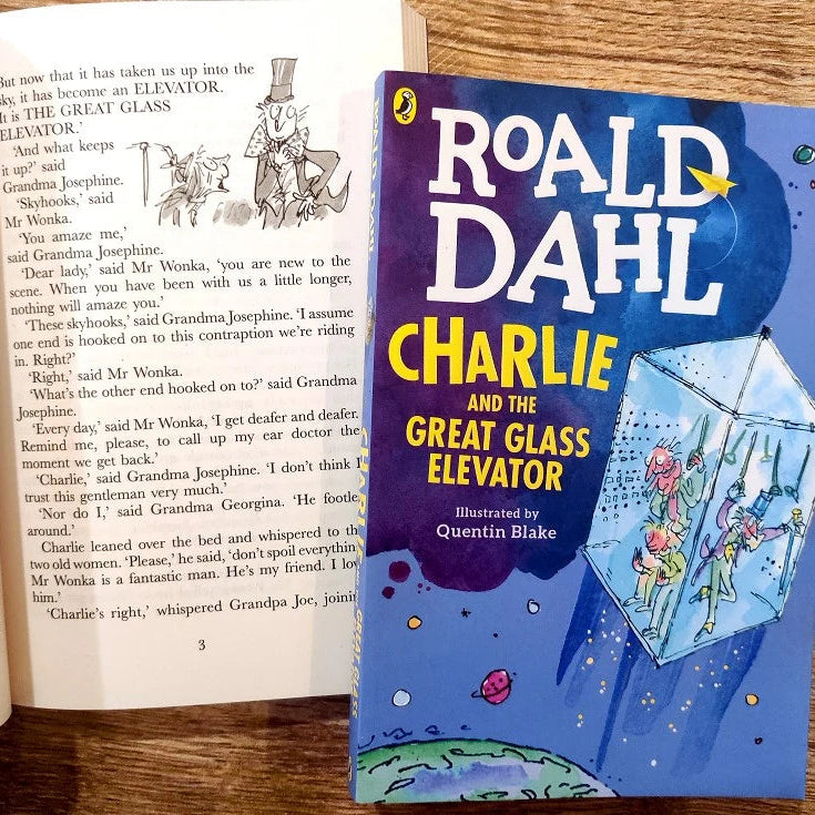 Charlie and the Great Glass Elevator by Roald Dahl – Paperback Cover | Kitab Markaz