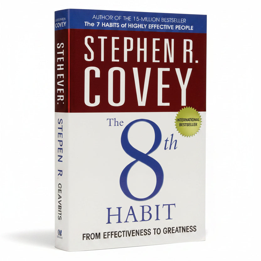 The 8th Habit by Stephen Covey – Book Cover | Kitab Markaz