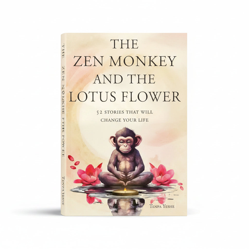 The Zen Monkey and the Lotus Flower by Tenpa Yeshe – Book Cover | Kitab Markaz